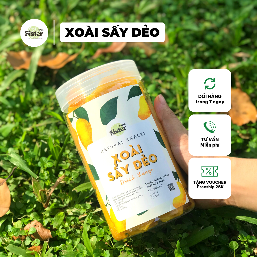 100g Xoài sấy dẻo chua ngọt ăn vặt văn phòng giàu vitamin, đẹp da/ Hoa quả sấy dẻo/ Trái cây sấy dẻo thuần chay