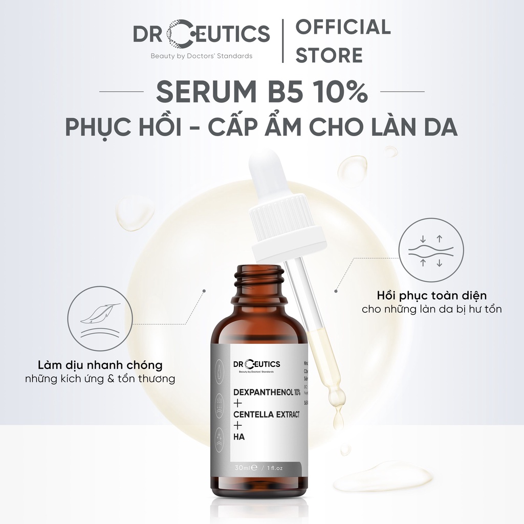 Serum vitamin b5 drceutics 30ml - cấp ẩm và phục hồi da - dexpanthenol 10% + centella extract + ha
