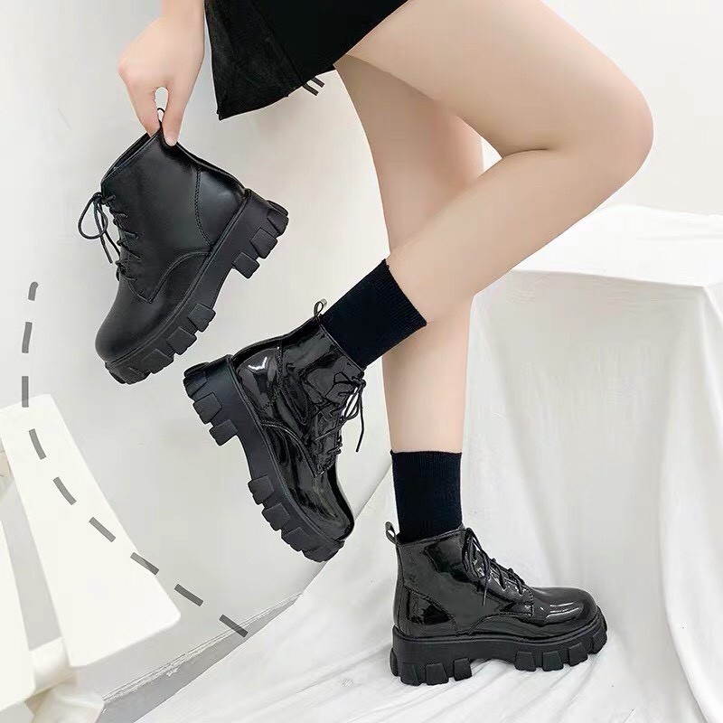 Giày bốt Martin Đế Độn 5cm Boot Phong Cách Anh Quốc Nữ 1