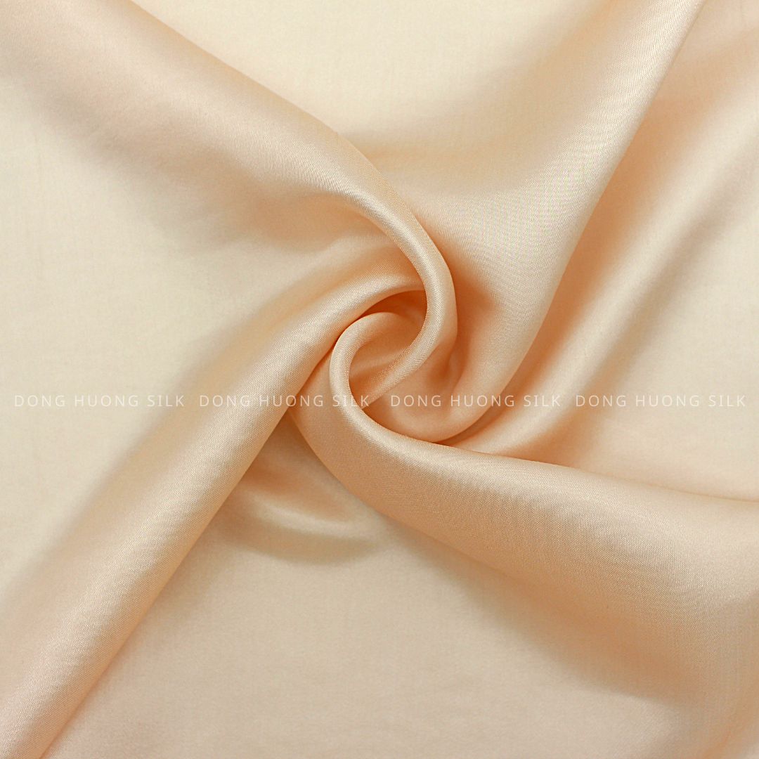Vải lụa tơ tằm satin trơn màu cam đào – LTS41