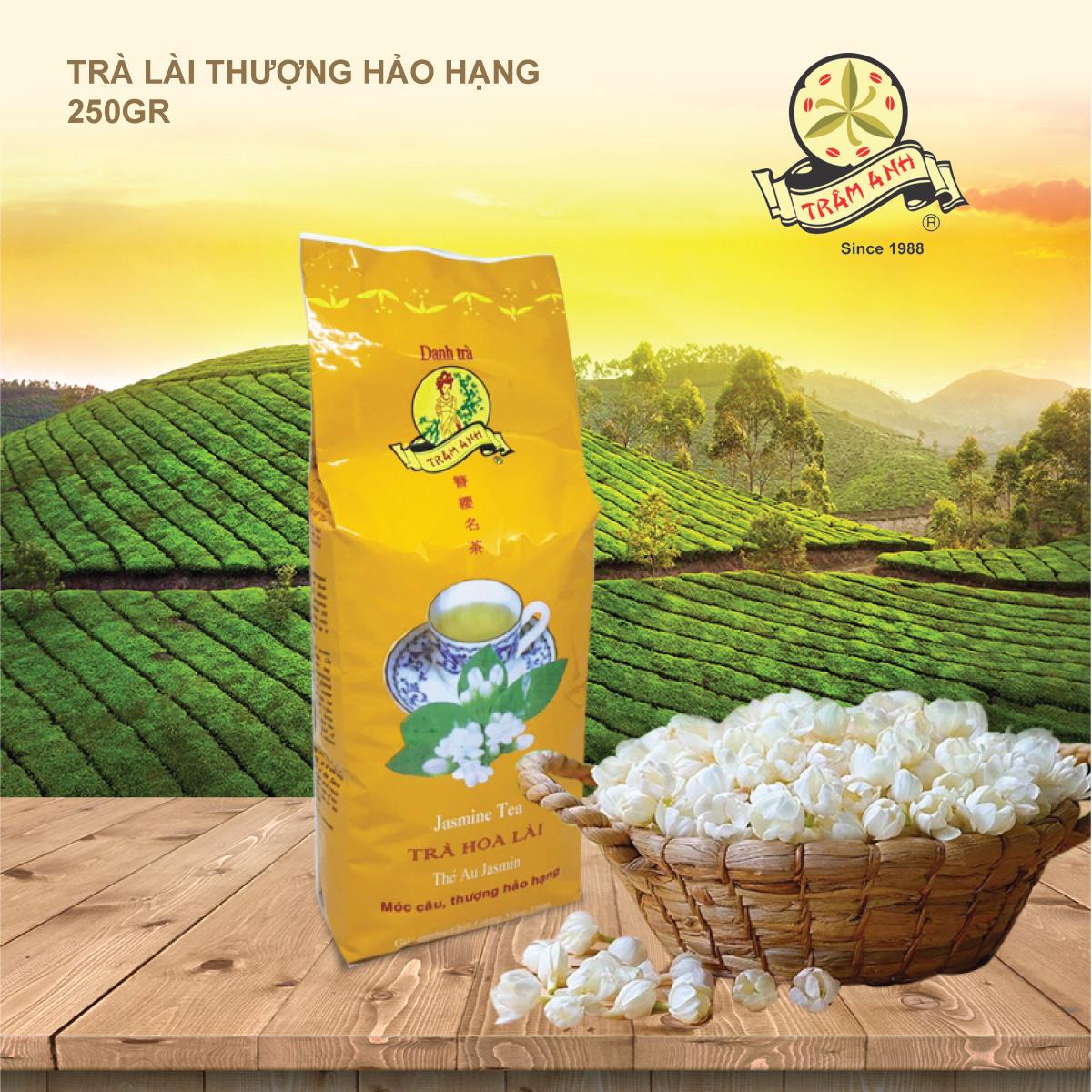 Trà Lài Thượng Hảo Hạng TRÂM ANH- gói 250gr- trà móc câu Bảo Lộc ướp hoa lài tươi