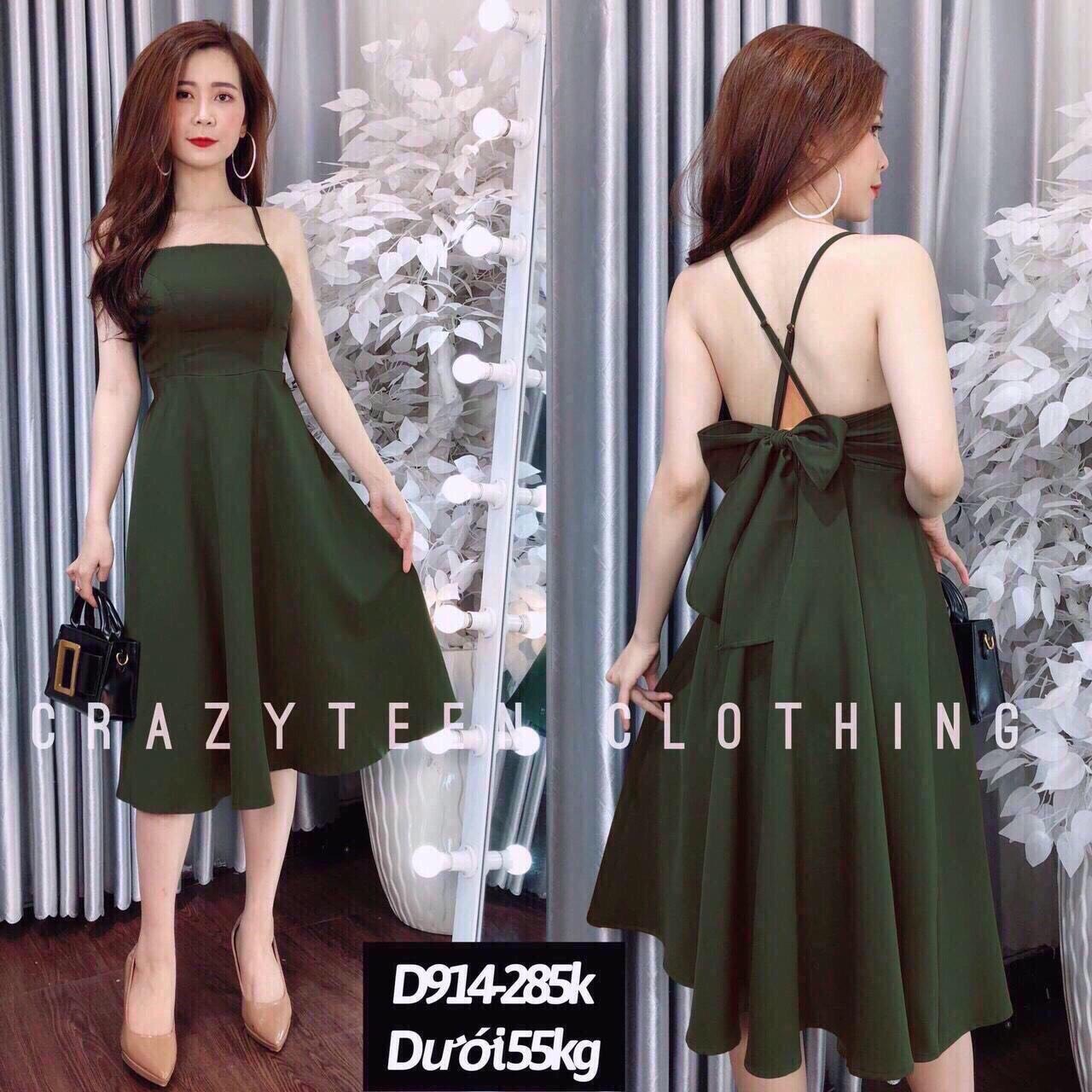 [HCM]Đầm xòe hai dây cột nơ ngực sau lưng cực xinh #damhaiday