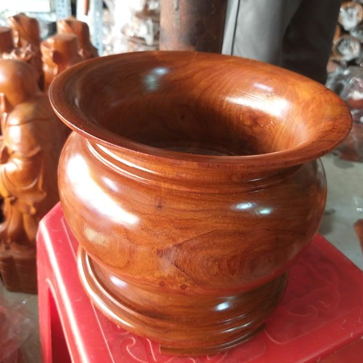 Bát nhang gỗ hương cỡ lớn ngang 20cm x 16cm