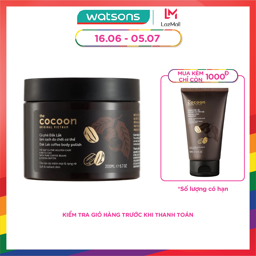 CHỈ VỚI 1.000đ Tẩy Tế Bào Chết Cocoon Dak Lak Coffee Body Polish Từ Cà Phê Đak Lak 200ml