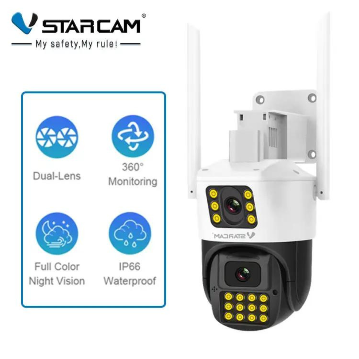 Canera Wifi Ngoài Trời Nhất Camera Wifi Trong Nhà Vstarcam CS663DR 2 Ống Kính Góc Xoay 360 Tính Năng Hồng Ngoại Full HD 1080P Đàm Thoại 2 Chiều Cảnh Báo Chống Trộm Bảo Hành 12 Tháng