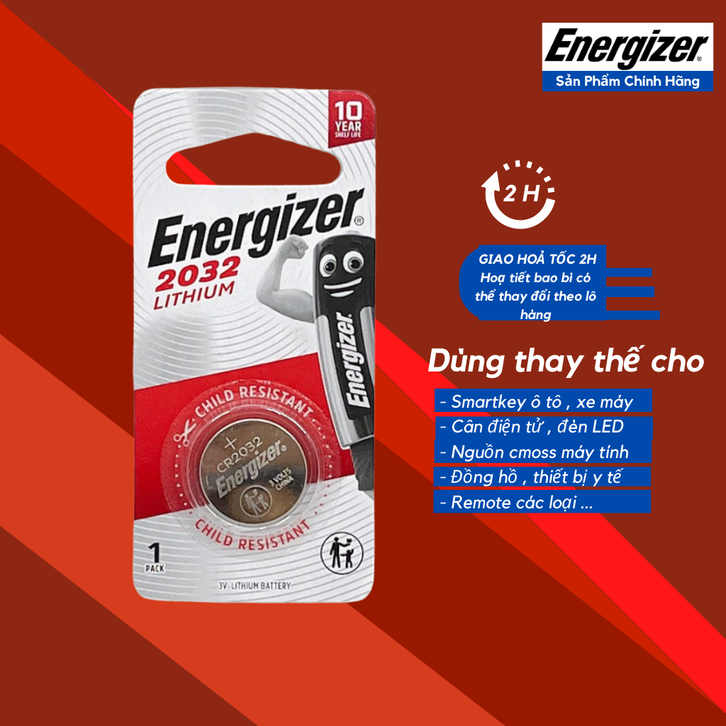 Vỉ 1 Viên Pin CR2032 Energizer Lithium 3V - Hàng Chính Hãng