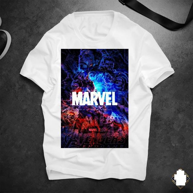 [FREESHIP] Áo thun trắng nam nữ tay ngắn chất cotton vải mềm mịn cổ tròn, Áo phông nam cộc tay in hình Marvel siêu đẹp