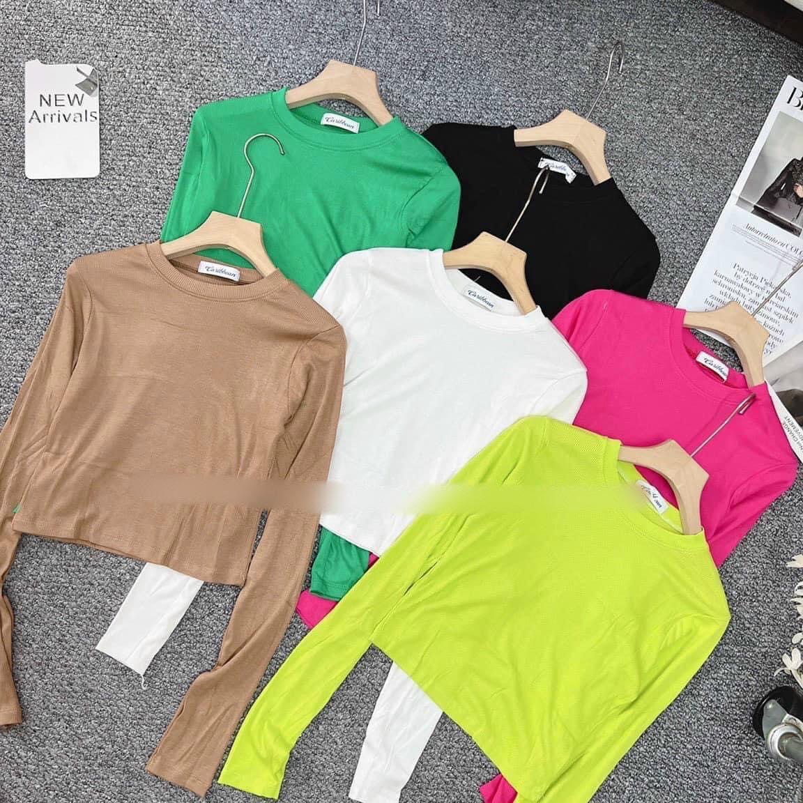 [3-5/8 Hoàn Tiền 25%] Áo Thun Nữ, Áo Kiểu Nữ Cổ Tròn Tay Dài Xỏ Ngón, ủ kem Len Tăm, Giữ NHiệt Chống Nắng, Mềm Mịn Cực Xinh, Dễ Thương