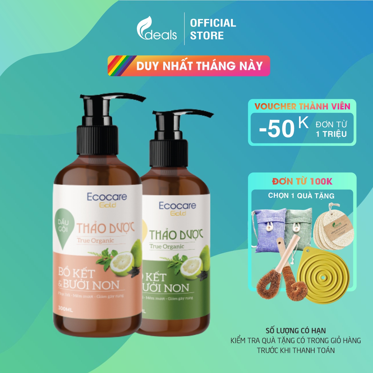 Dầu gội Dầu xả Thảo Dược True Organic Ecocare chăm sóc tóc chuyên sâu - Chuyên biệt cho tóc hư tổn và gãy rụng