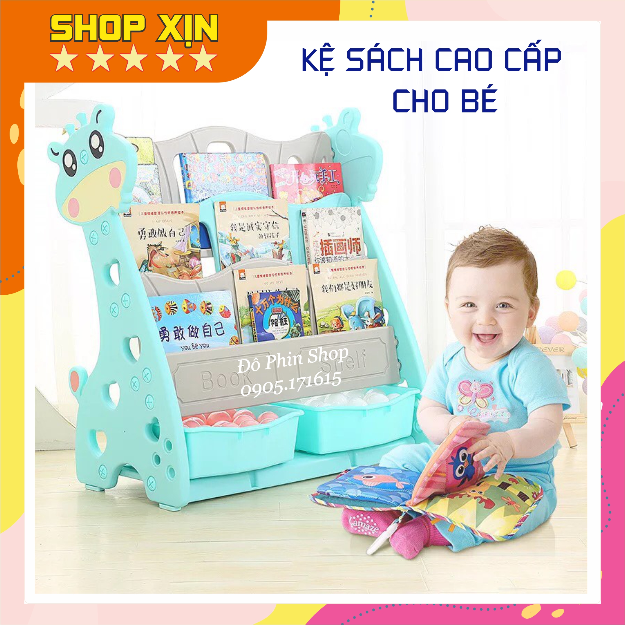 Kệ sách mặt hươu cao cấp cho bé - Tủ sách cho trẻ em, nội thất đẹp cho gia đình