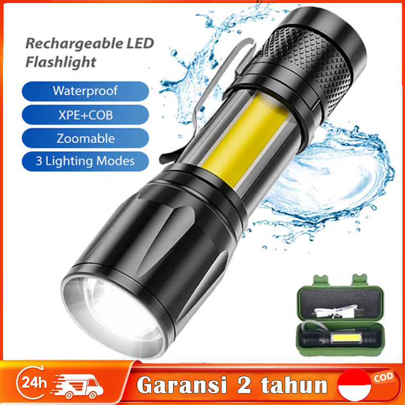 Bosun t6 cob đèn pin cầm tay sạc usb di động, đi bộ đường dài câu cá điện torch mini flashlight