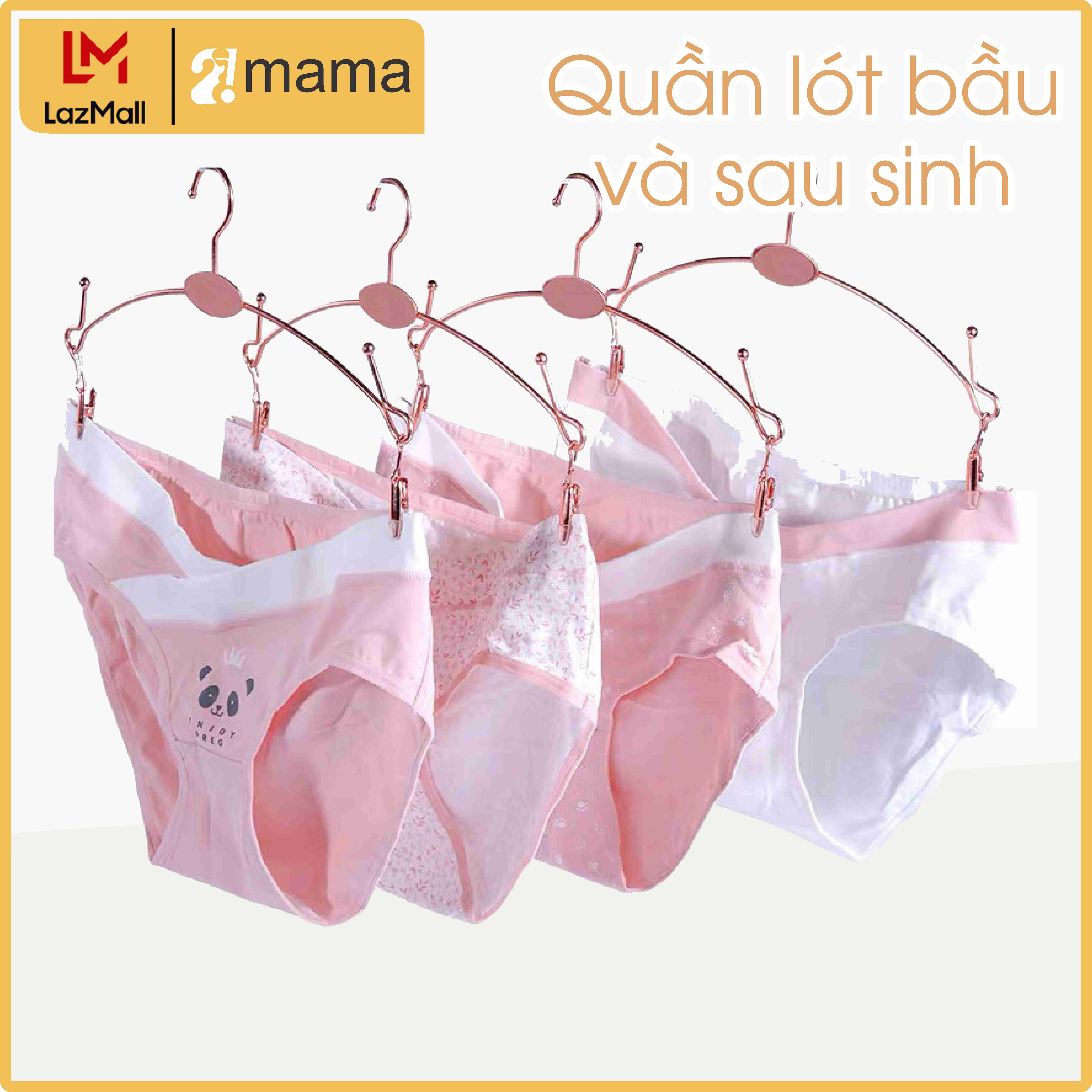 Quần chíp đôi bầu sau sinh cotton 2MAMA loại tốt V62 – quần xì mặc trong váy bầu big size màu hồng xanh ghi