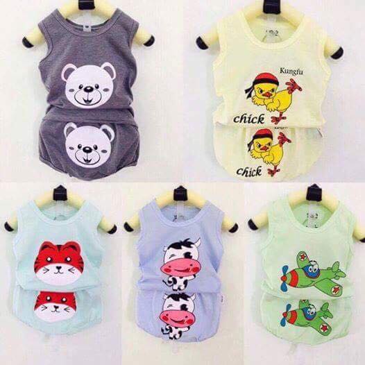 Set 5 bộ ba lỗ bò sữa cotton cho bé trai và bé gái