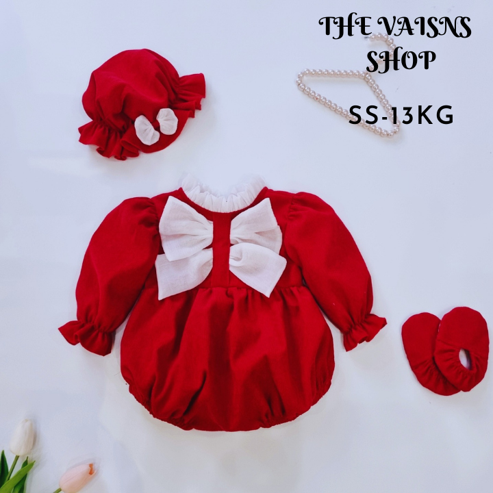 Body nhung tâm đỏ tươi đón tết kèm nón và tuban 3-13kg