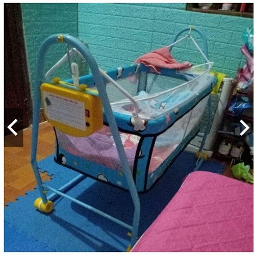 Nôi Điện Võng Xếp Tự Động Quang Hưng, Đại Vĩ 2 Trong 1 (Tặng Võng + Màn Chống Muỗi Có ảnh thật)