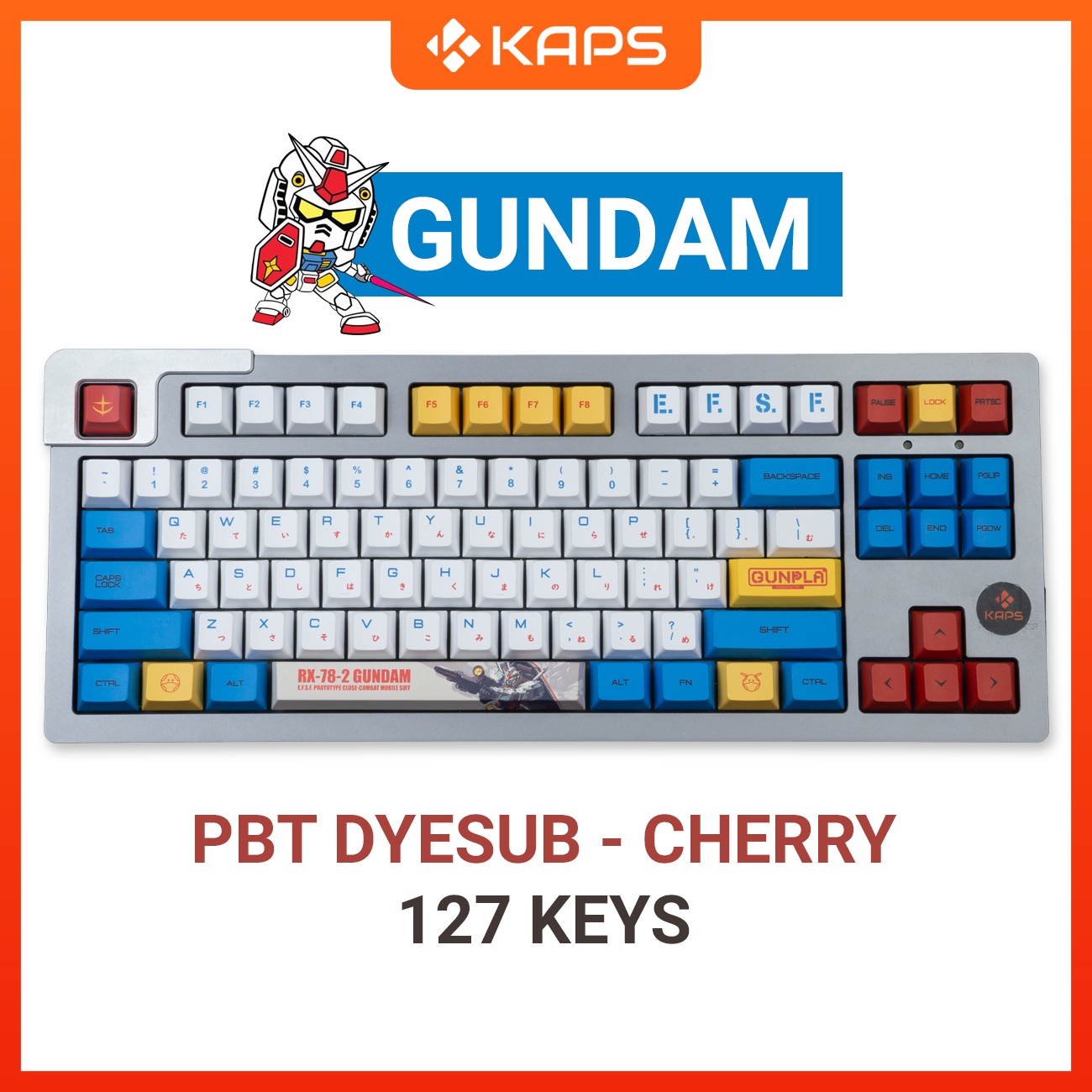 Keycap Gundam PBT profile Cherry in dyesub 127 nút cho bàn phím cơ layout 108/104/98/87/84/75/68/64/61