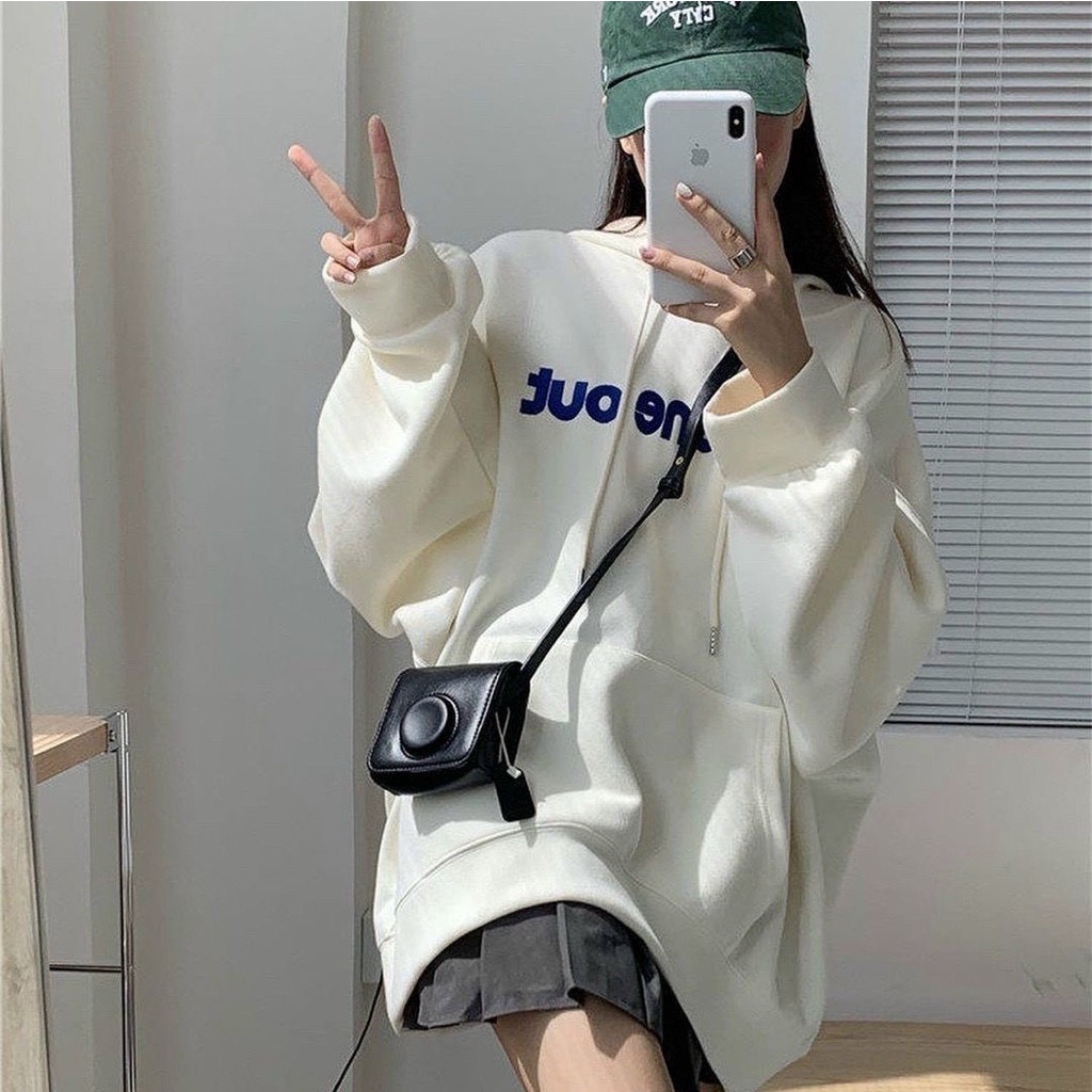 Áo hoodie trắng basic odd from thụng tay to
