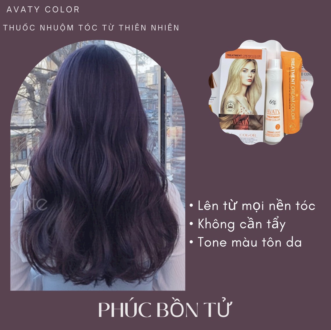 Thuốc nhuộm tóc avaty màu phúc bồn tử từ thiên nhiên