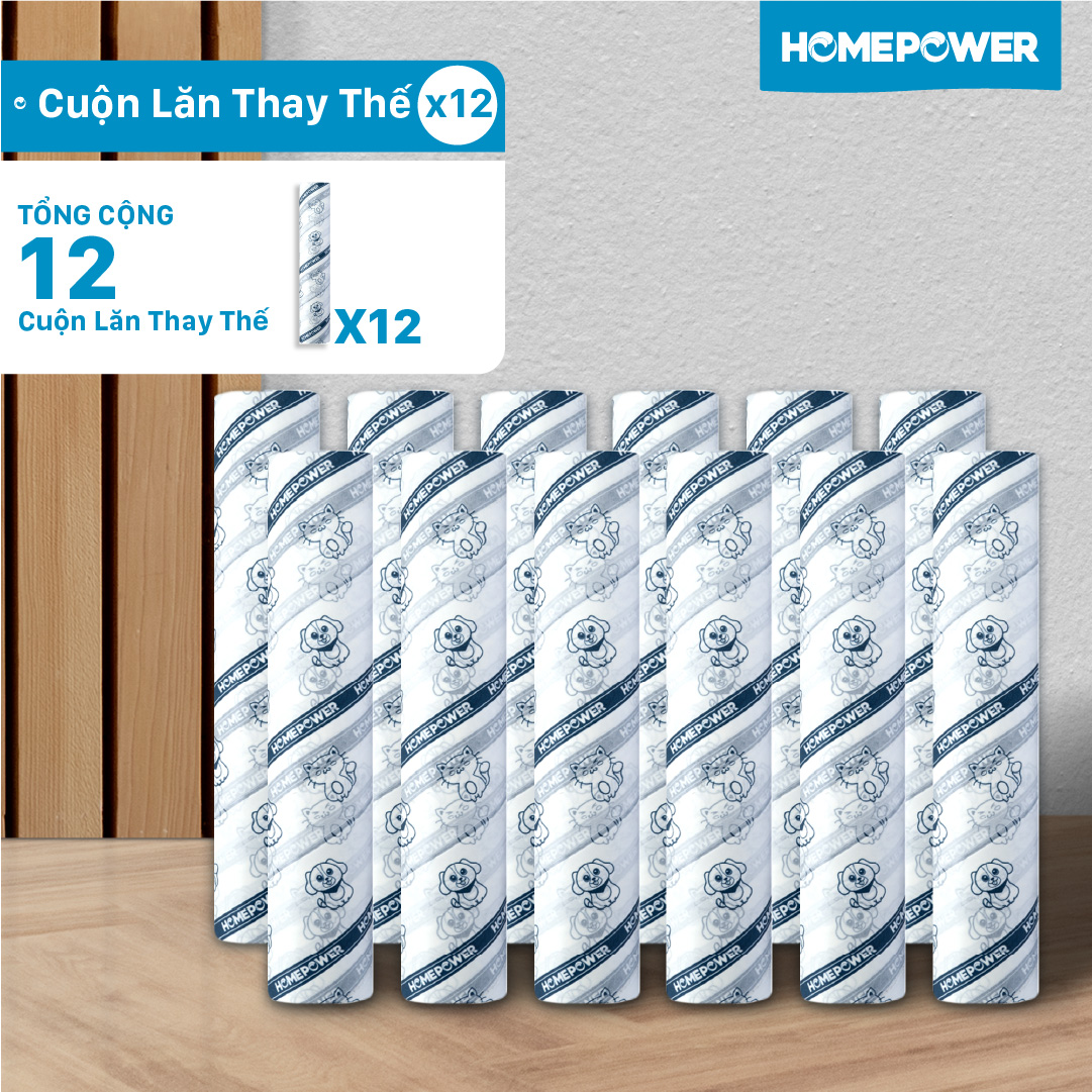 Cây lăn bụi sàn nhà 24cm CB-01 Homepower 60 tờ/cuộn - Keo siêu dính, tay cầm dài, kích thước lớn - 5