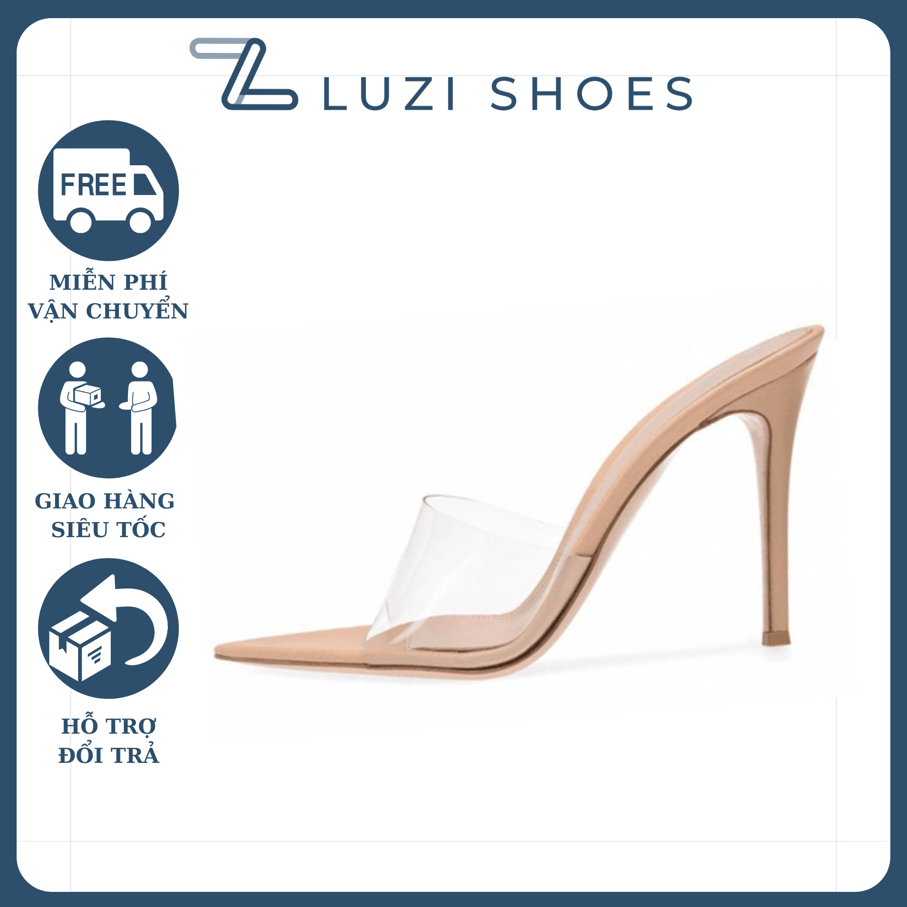 [HCM]Giày cao gót nữ,guốc cao gót quai trong,dép cao gót nữ quai ngang mika trong suốt mũi nhọn gót nhọn cao cấp LUZI