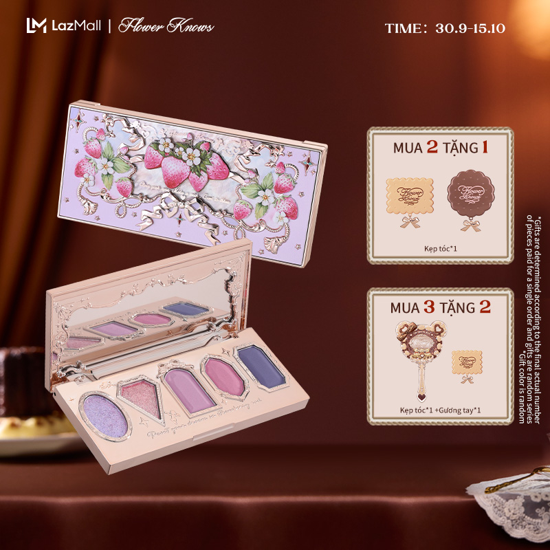 Flower Knows Strawberry Rococo Series Bảng Phấn Mắt Năm Màu 6g