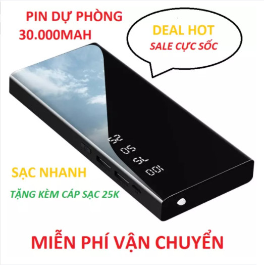 [VÔ PIN CỰC NHANH] PIN DỰ PHÒNG LCD GIÁ TỐT DUNG LƯỢNG KHỦNG 30000MAH - PIN DỰ PHÒNG SAMSUNG HIỂN THỊ LCD LED, VÔ PIN NHANH CHÓNG, SẠC NHIỀU THIẾT BỊ CÙNG LÚC, SỬ DỤNG CHO MỌI DÒNG ĐIỆN THOẠI, bh 1 đổi 1