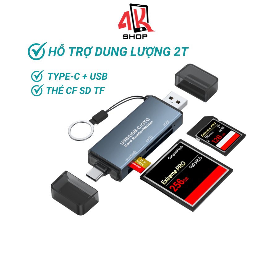 Đầu đọc thẻ nhớ sd micro sd đa năng type-c và usb tốc độ cao 3.0 chính hãng