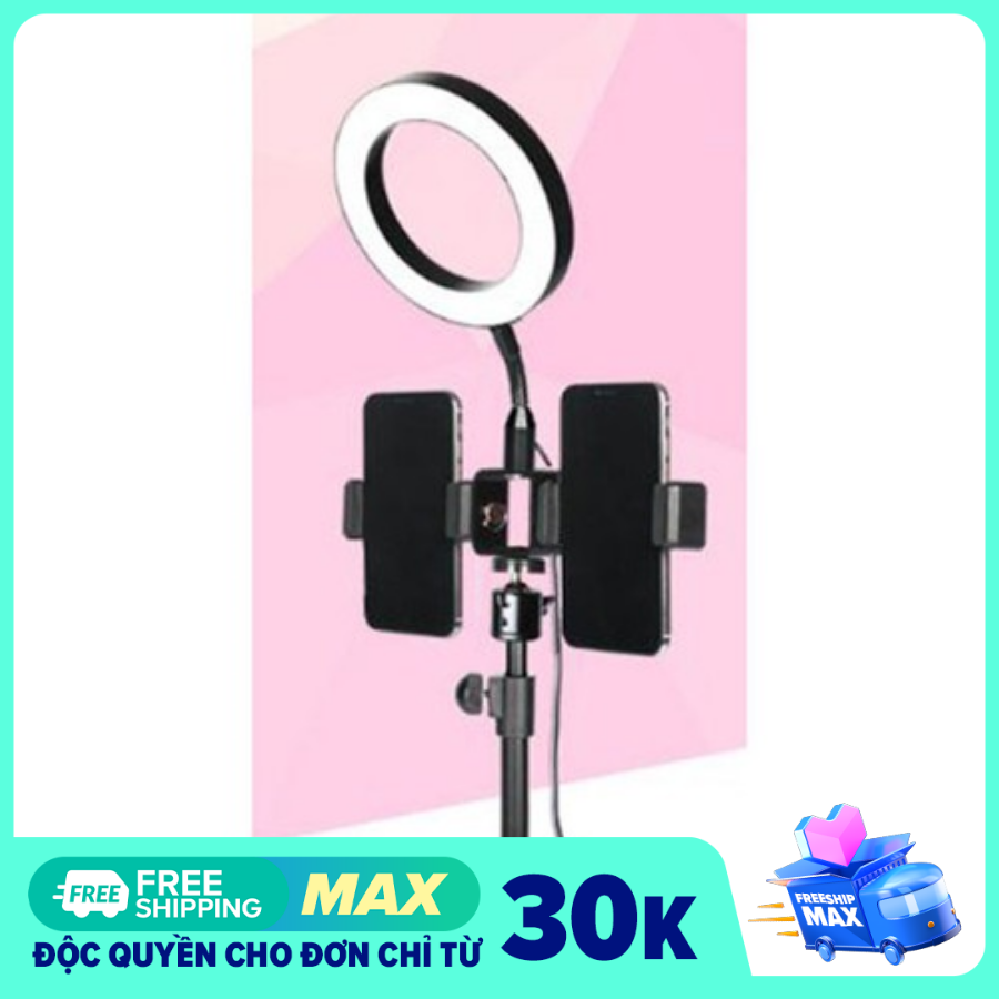 [HCM]Đèn live stream để bàn size 16cm Hợp kim chắc chắn Bảo hành 1 đổi 1 Bộ giá đỡ điện thoại Livestream có đèn Led Đèn led livestream để bàn mini tích hợp 2 giá đỡ điện thoại kiểu chữ T BẢO HÀNH 12 THÁNG