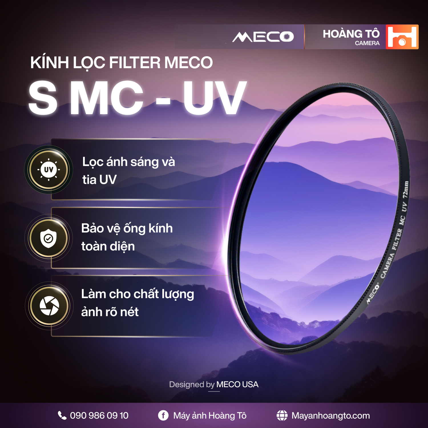Kính lọc Filter MECO S MC-UV Cao cấp – Chính hãng từ Mỹ
