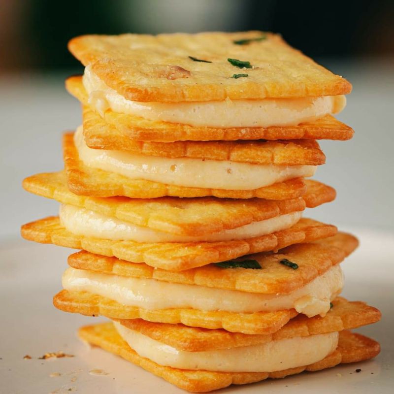 500G Bánh quy rong biển kẹp phô mai kéo sợi giòn thơm ngon