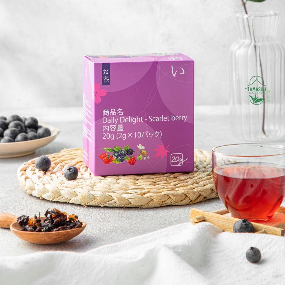 Trà thảo mộc trái cây detox đẹp da Scarlet Berry - Vị trái cây thơm ngon dễ uống - Nhập Khẩu Nhật Bản