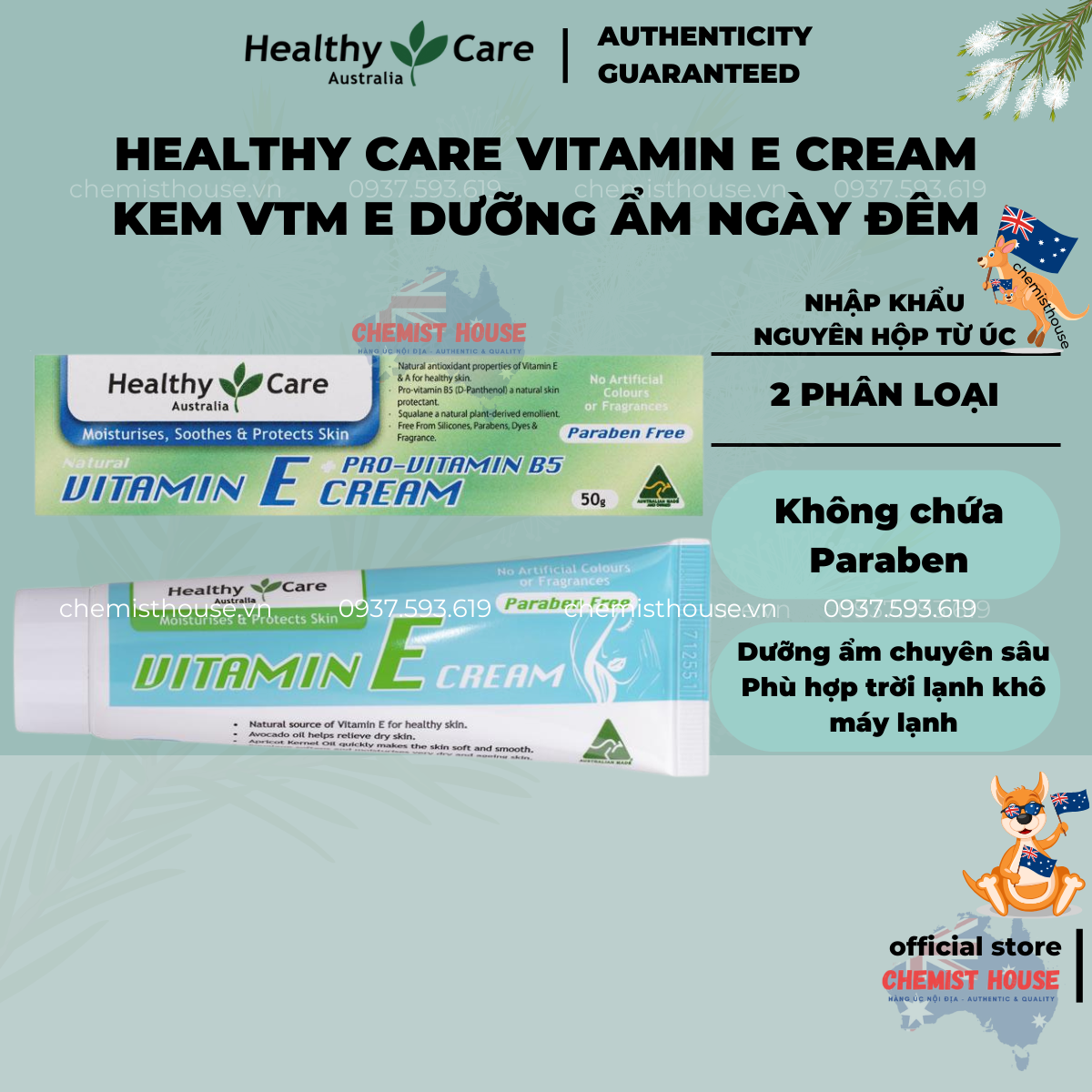 Healthy Care Vitamin E Cream Tuýp Kem Dưỡng Da Vitamin E Úc Chính Hãng