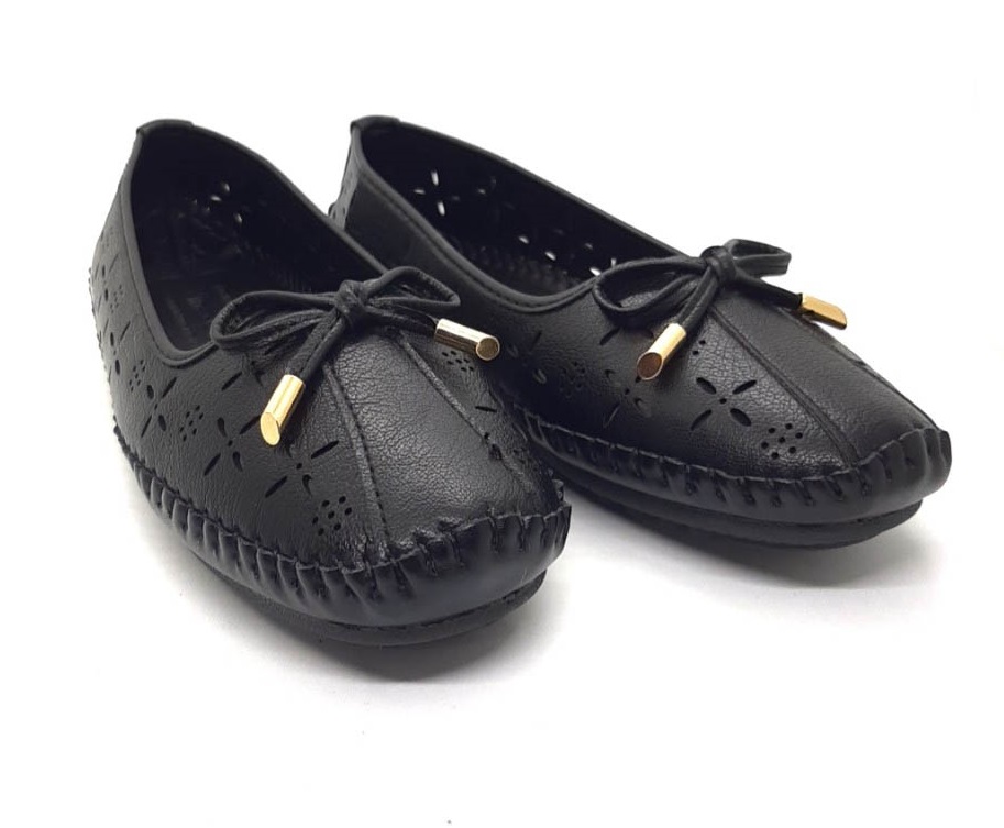 Giày lười nữ - giày bệt nữ đính nơ - giày búp bê nữ thiết kế đục lỗ hoa văn sang chảnh