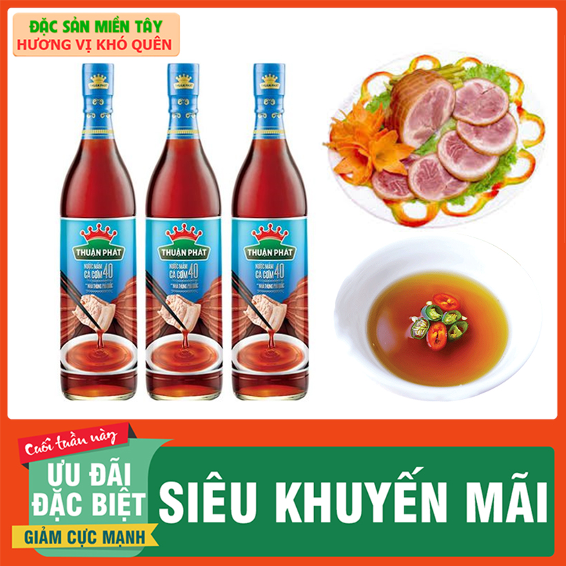 Combo 3 chai nước mắm thuận phát 40 độ đạm 620ml- đặc sản miền tây