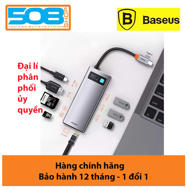 Hub Baseus 8in1,Hub đa năng Baseus Metal Gleam Series Multi Docking Station