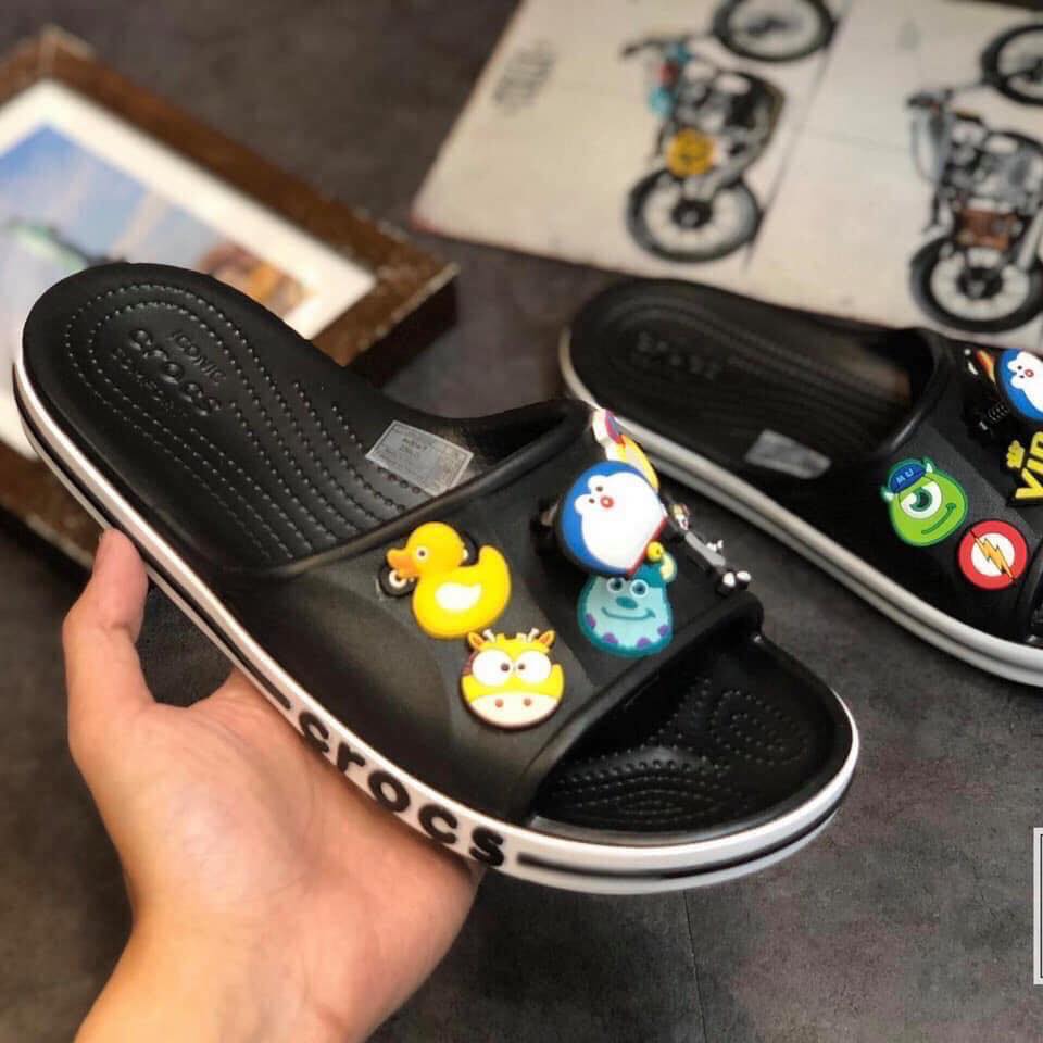 [HCM]Dép Crocs nữ quai ngang - Tặng kèm  Full 12 Sticker