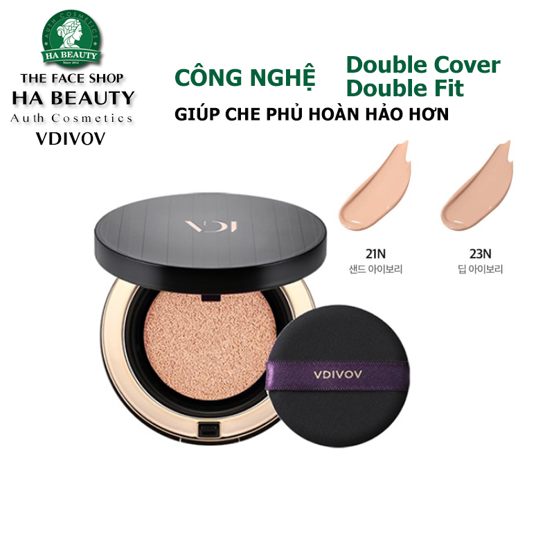 Phấn nước công nghệ double cover che phủ hoàn hảo vdivov double stay cushion spf50+pa++++