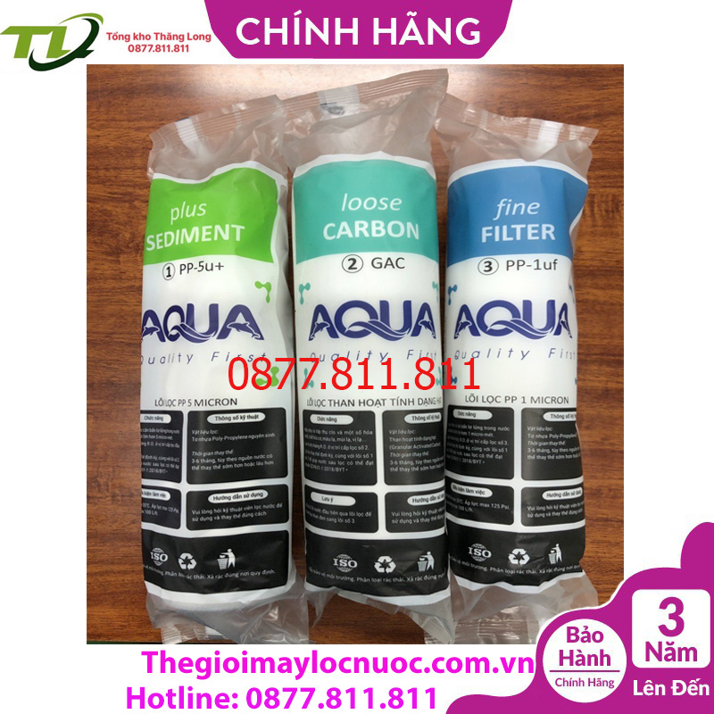 Bộ lõi lọc nước AQUA CÁ số 1-2-3 - Chính hãng Thay được cho tất cả các dòng máy lọc nước
