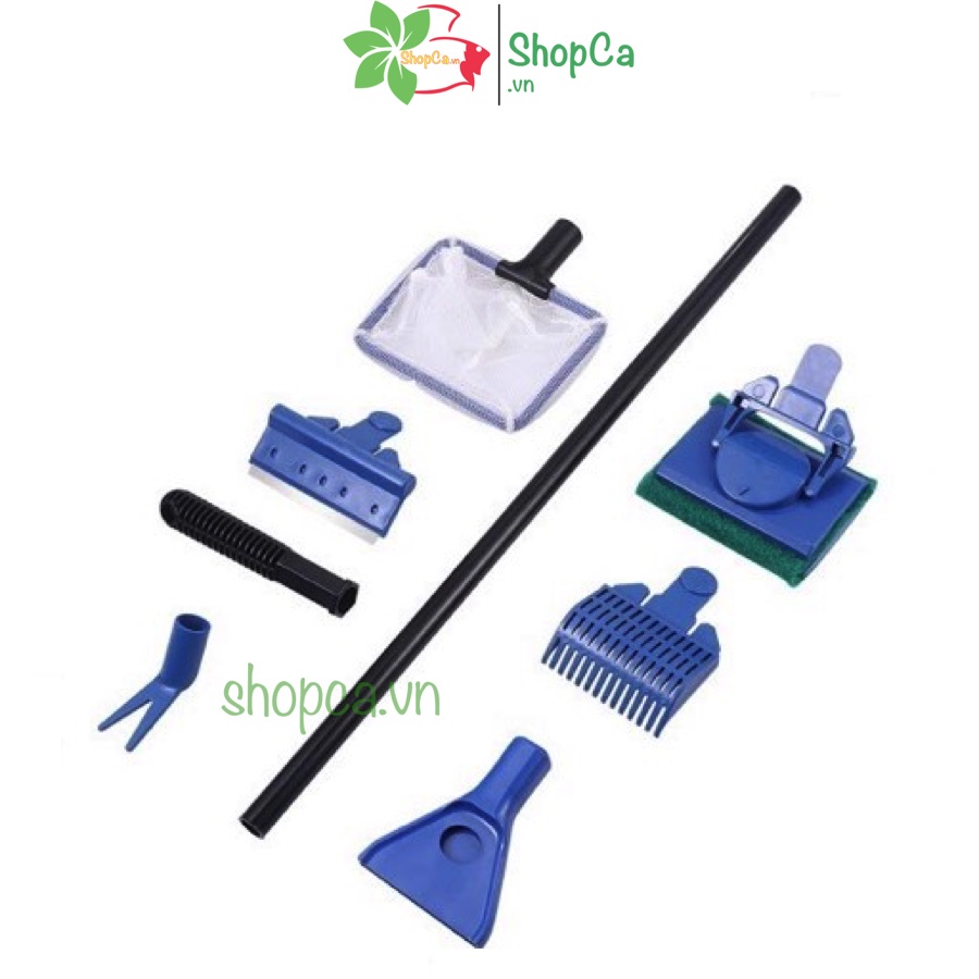 Dụng cụ vệ sinh hồ cá 5 trong 1 tiện lợi - cạo rêu bám kính, vớt tép - cá, chùi kính, cào nền, di chuyển cây.