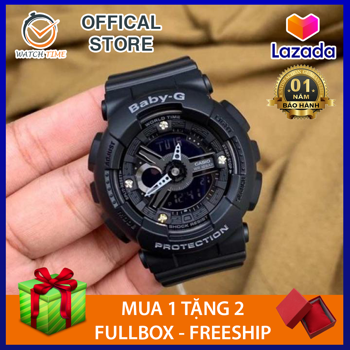 Đồng hồ thể thao nữ BaBy-G GA110-1A Đen chống nước + Tặng kèm pin + Bảo hành 12 tháng
