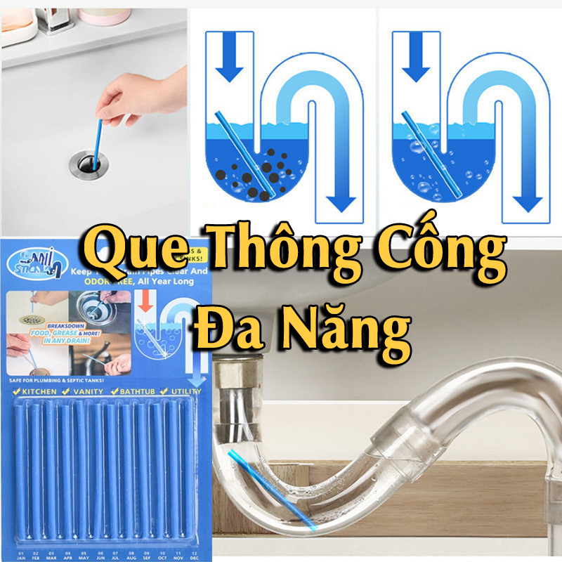 Que thông tắc cống, đường ống, bồn rửa bát, thông tắc toilet đa năng