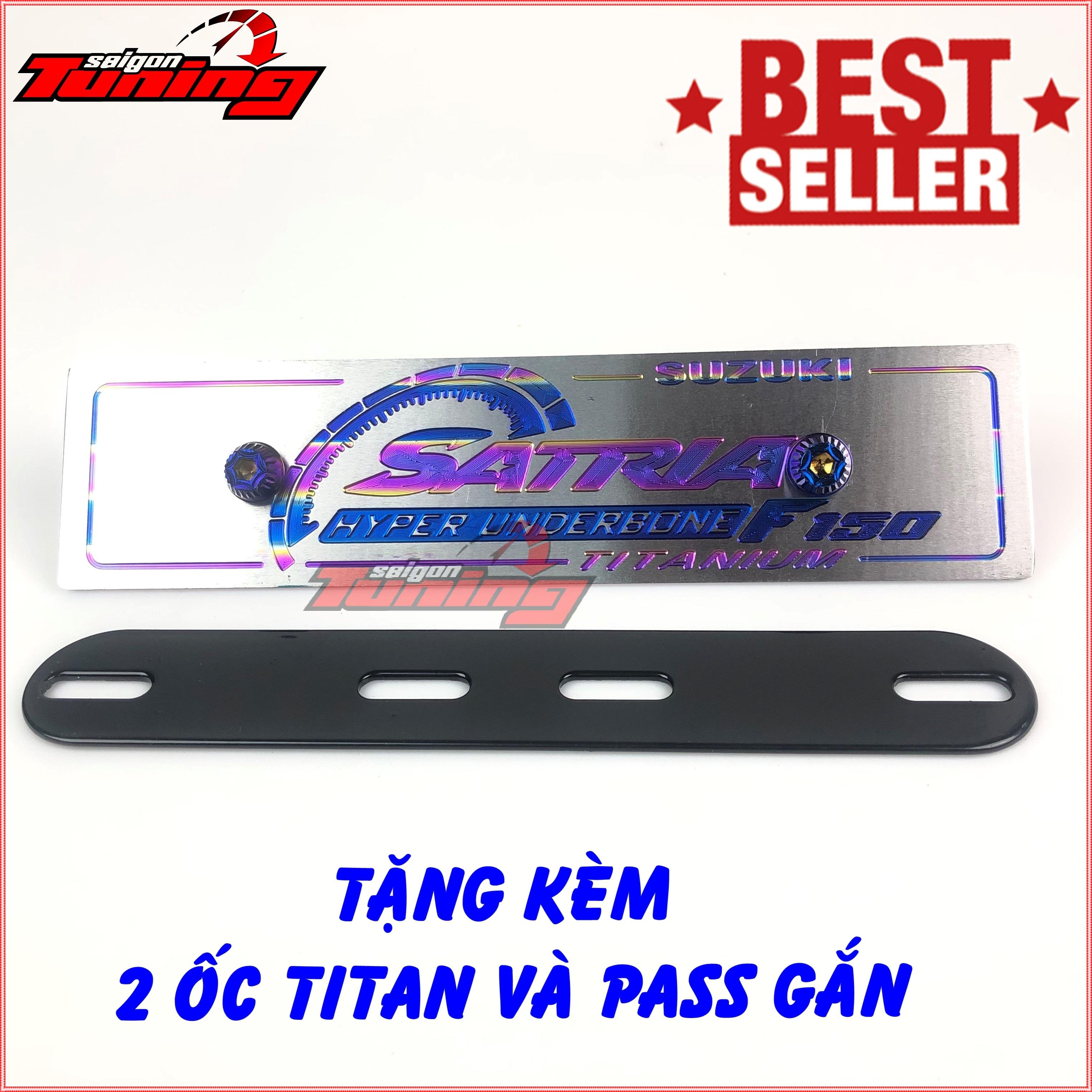 [HCM]Bảng tên Satria Titanium cao cấp - tặng ốc Titan + pas  SaigonTuning