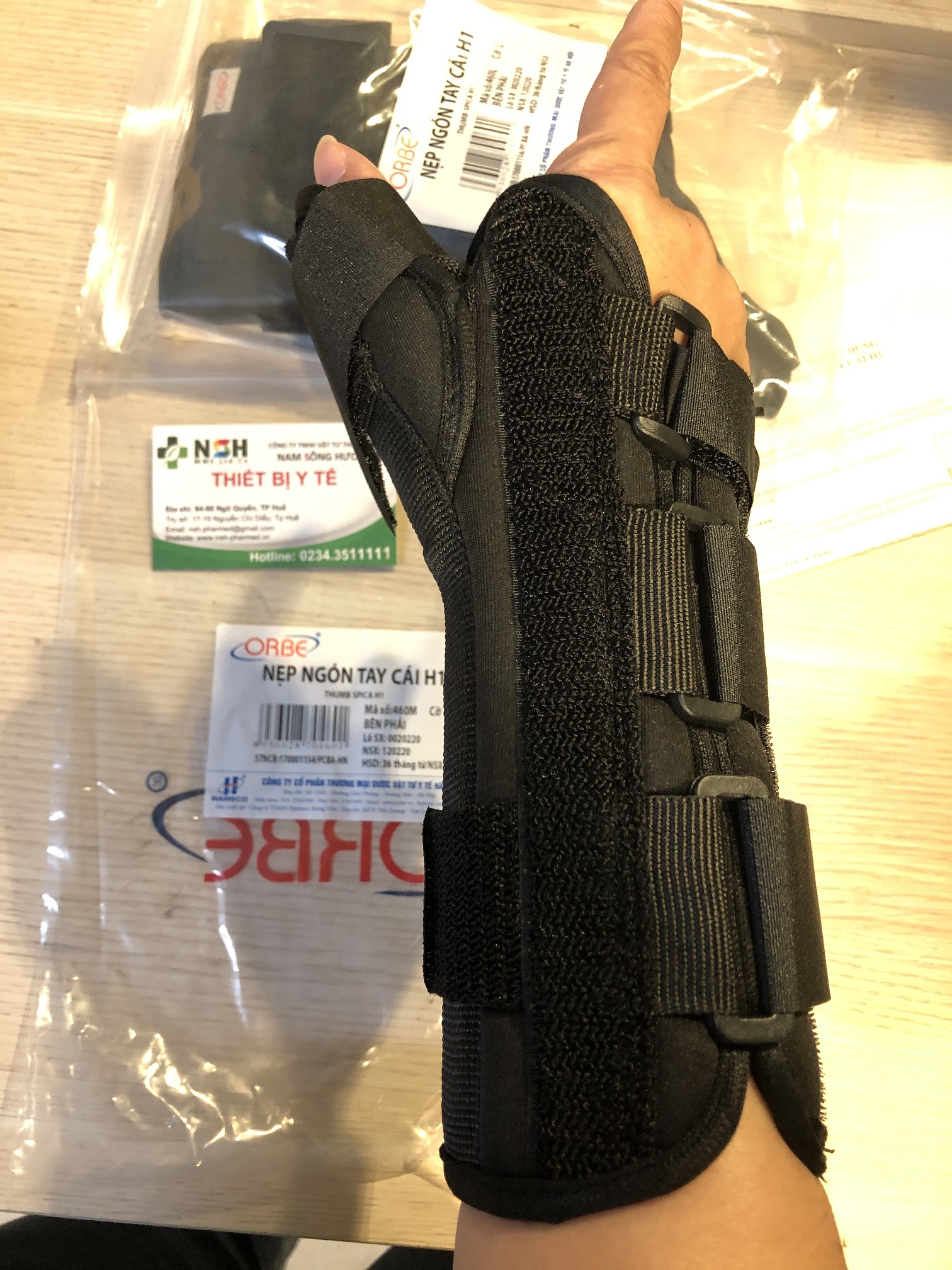 Đai nẹp hỗ trợ cố định ngón tay cái bàn tay phải ORBE H1 size m l