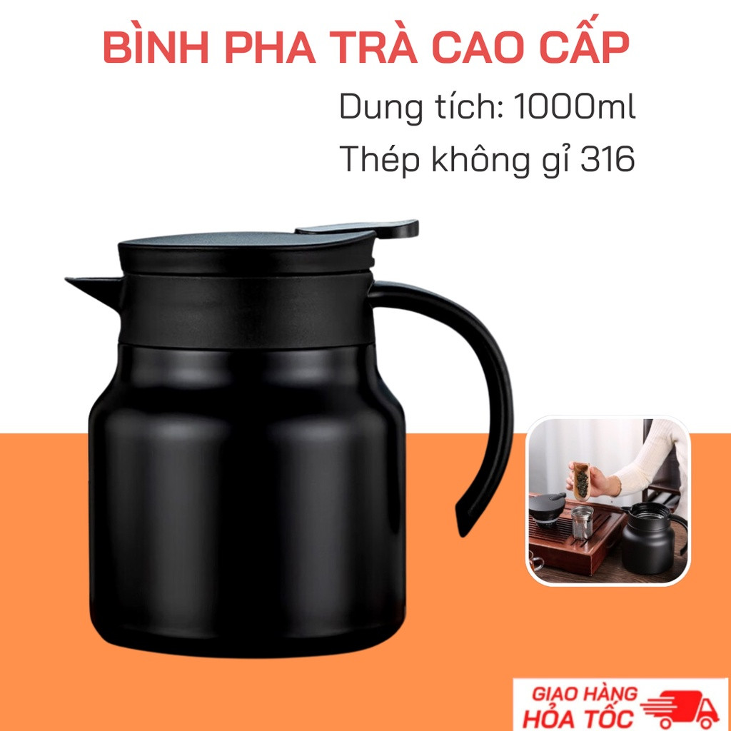 Ấm pha trà, Bình pha trà giữ nhiệt inox dung tích 1000ml