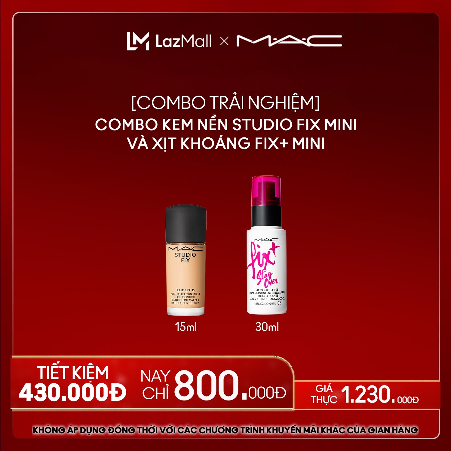 [COMBO TRẢI NGHIỆM] Combo MAC bao gồm kem nền Studio Fix mini 15ml và xịt khoáng Fix+ mini 30ml