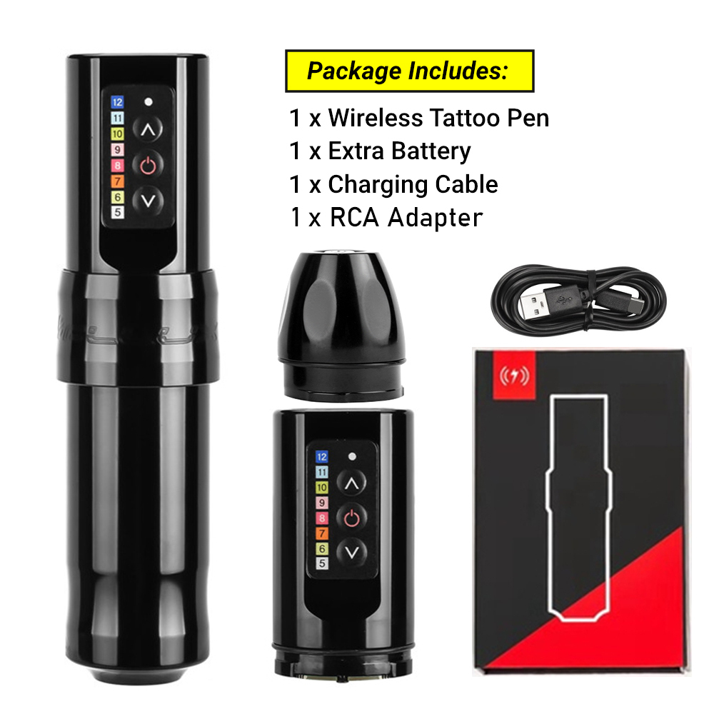FLUX Professional Wireless Machine Pen Strong Coreless Motor 2400 mAh Lithium Battery cho nghệ sĩ xăm hình