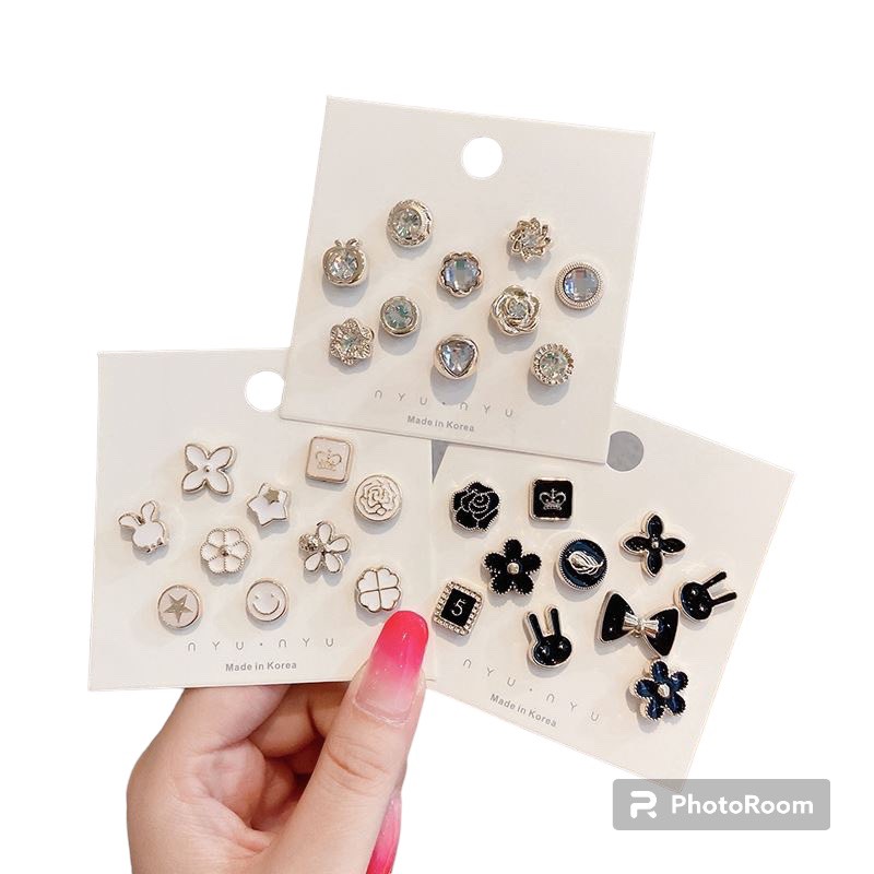 Set 5 khuy cài cúc áo mini, ghim cài áo trang trí được chọn mẫu