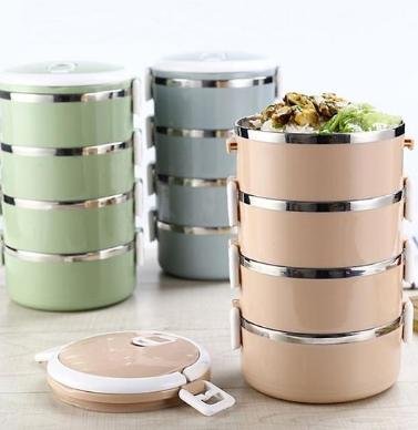 Cặp lồng cà mên giữ nhiệt lúa mạch 4 tầng ruột inox 304