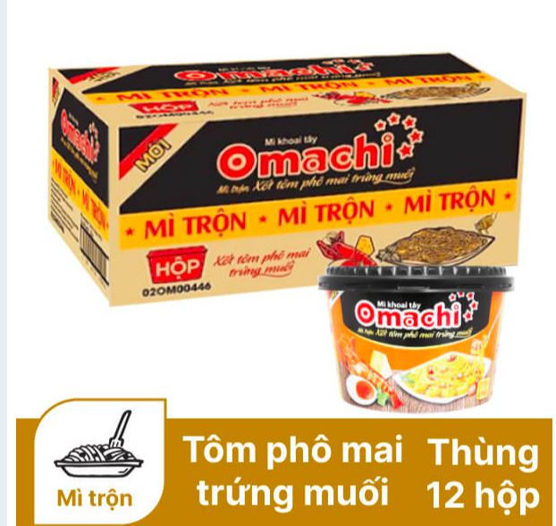 ( Thùng 12 tô ) Mì trộn Omachi xốt tôm phô mai trứng muối 105g