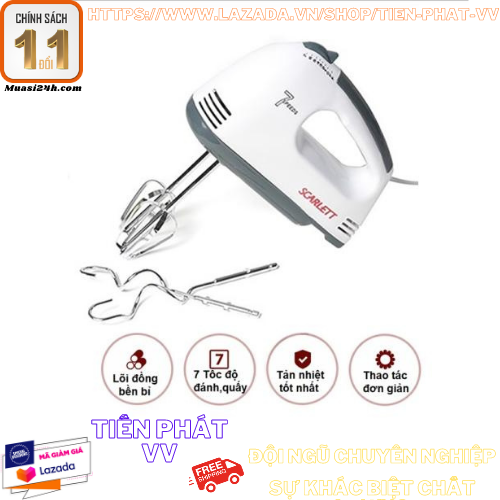 Máy đánh trứng -máy đánh trứng cầm tay 07 tốc độ 180w loại cao cấp 2020 - scarlett he - 7 cấp độ - hỗ trợ đổi trả 7 ngày-máy đánh trứng mini-máy đánh trứng quay tay